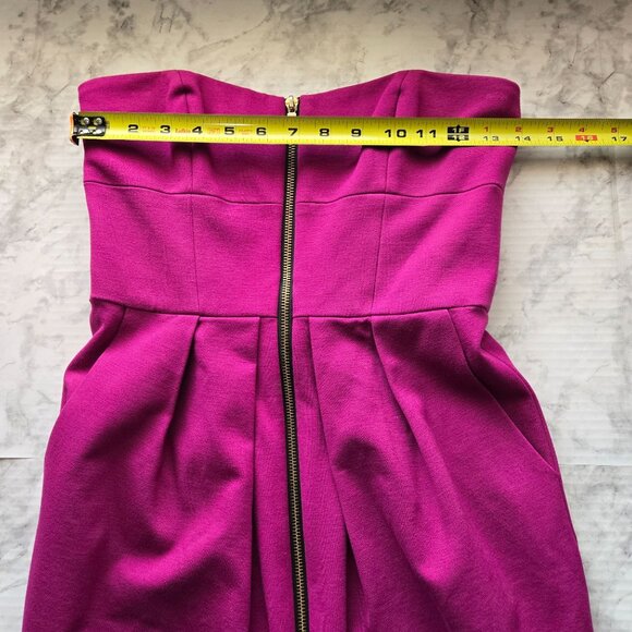 Cynthia Steffe Strapless Dress With Front Zipper Pleated Waist Size 2  Fuchsia - Picture 9 of 12